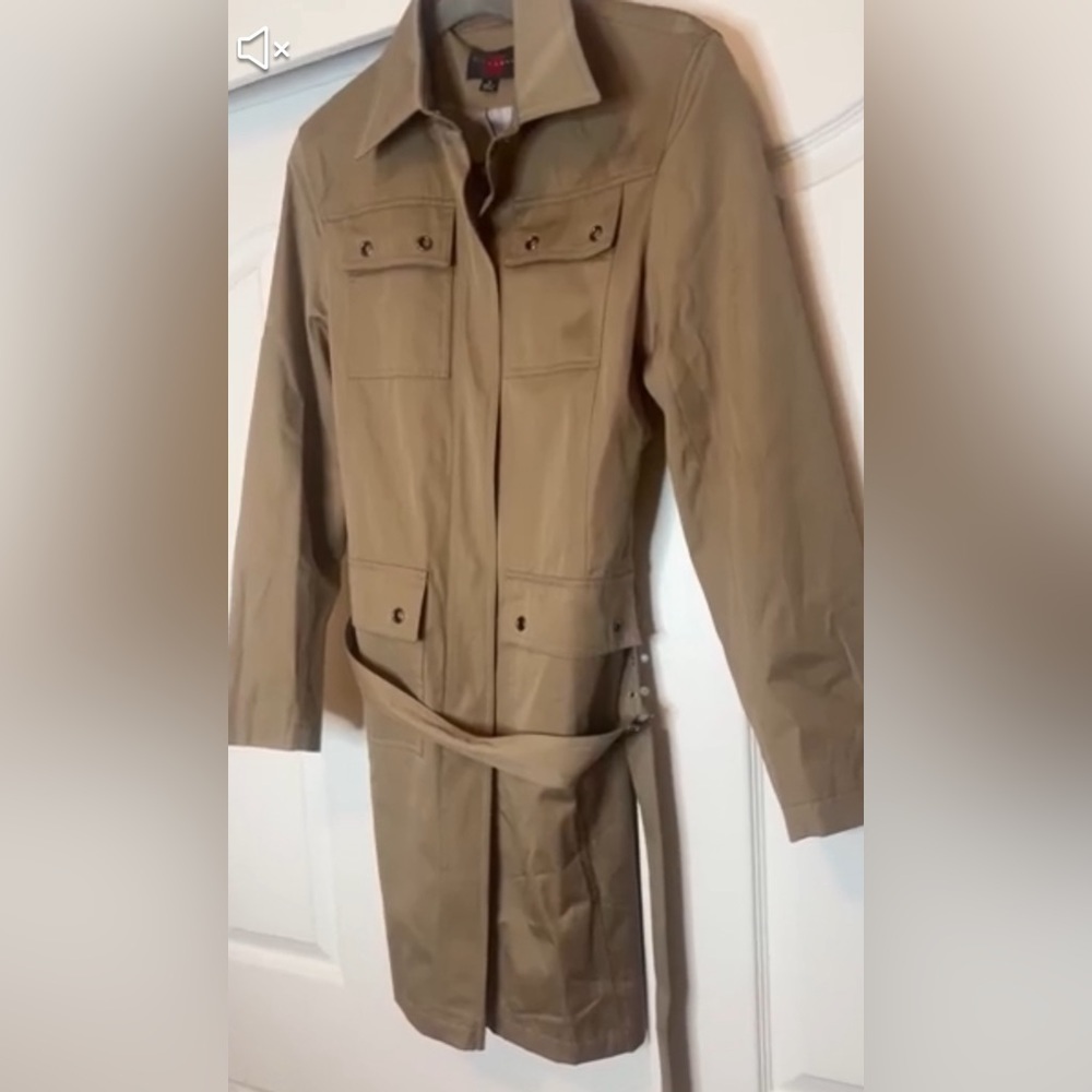 NWOT- Gallery Women's Coat Jacket Trench Coat Light Brown Tan Long - Women Small
